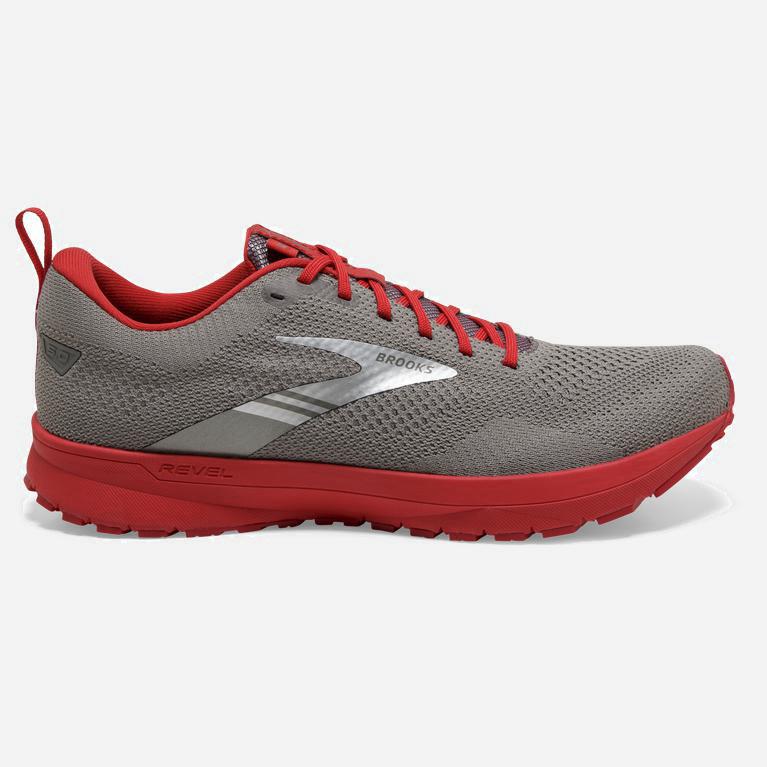 Tenis Brooks Revel 5 Performance - Zapatillas Para Correr En Asfalto Hombre - Gris / Rojas (ZEBS-531